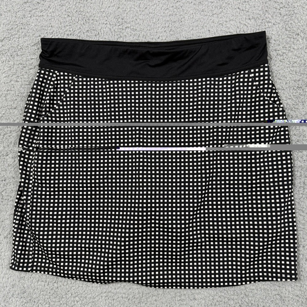 BELYN KEY SKORT Large Black White Checkered Golf Tennis Golf pickleBall Skirt
